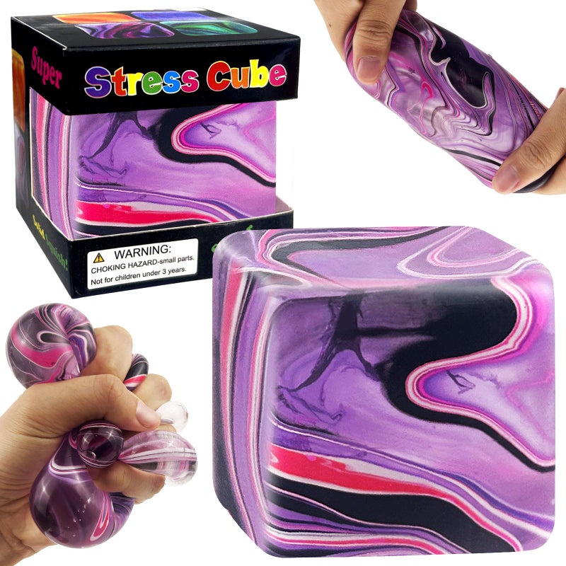 YVBBHE Fidget Cube Squishy Toys Squeeze Stress Balls for Kids Adults Squishies Anxiety Relief Maltose Ball Ice Squishys Sugar Sensory Toy for ADHD Autism Novel Design Colorful Fidgets Cubes Purple - Image 3