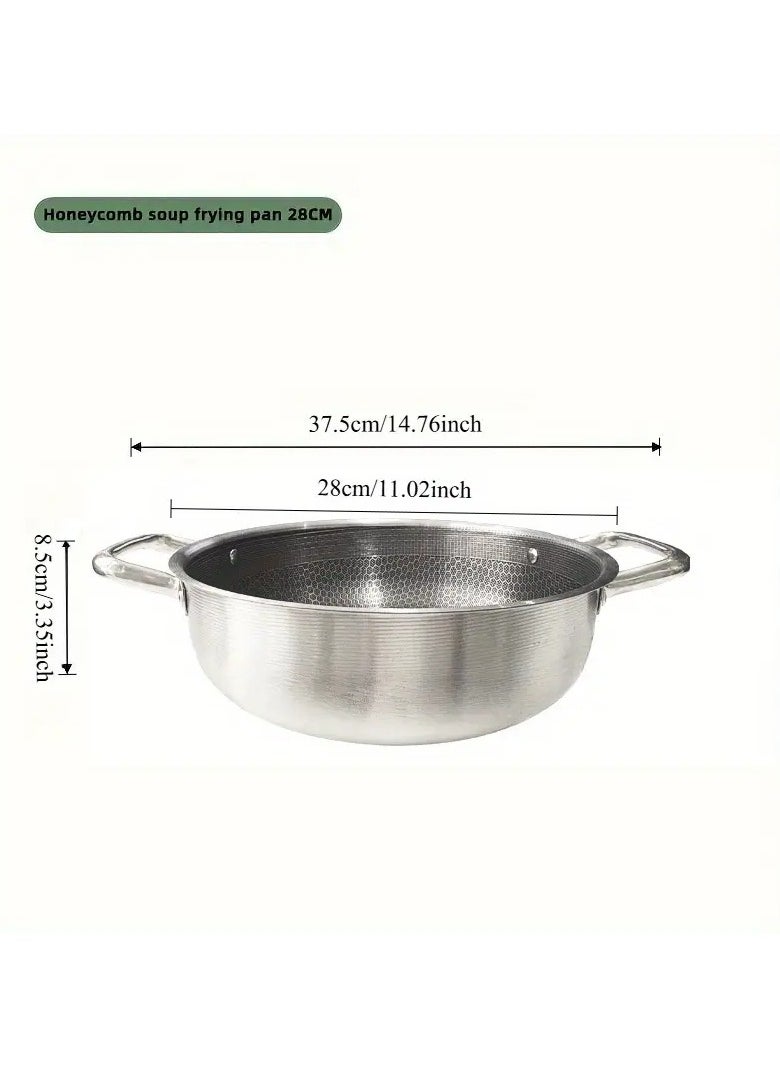 KITCHENOO 30cm Stainless Steel Honeycomb Frying Pan with Double Handles and Heat Resistant  - Image 5