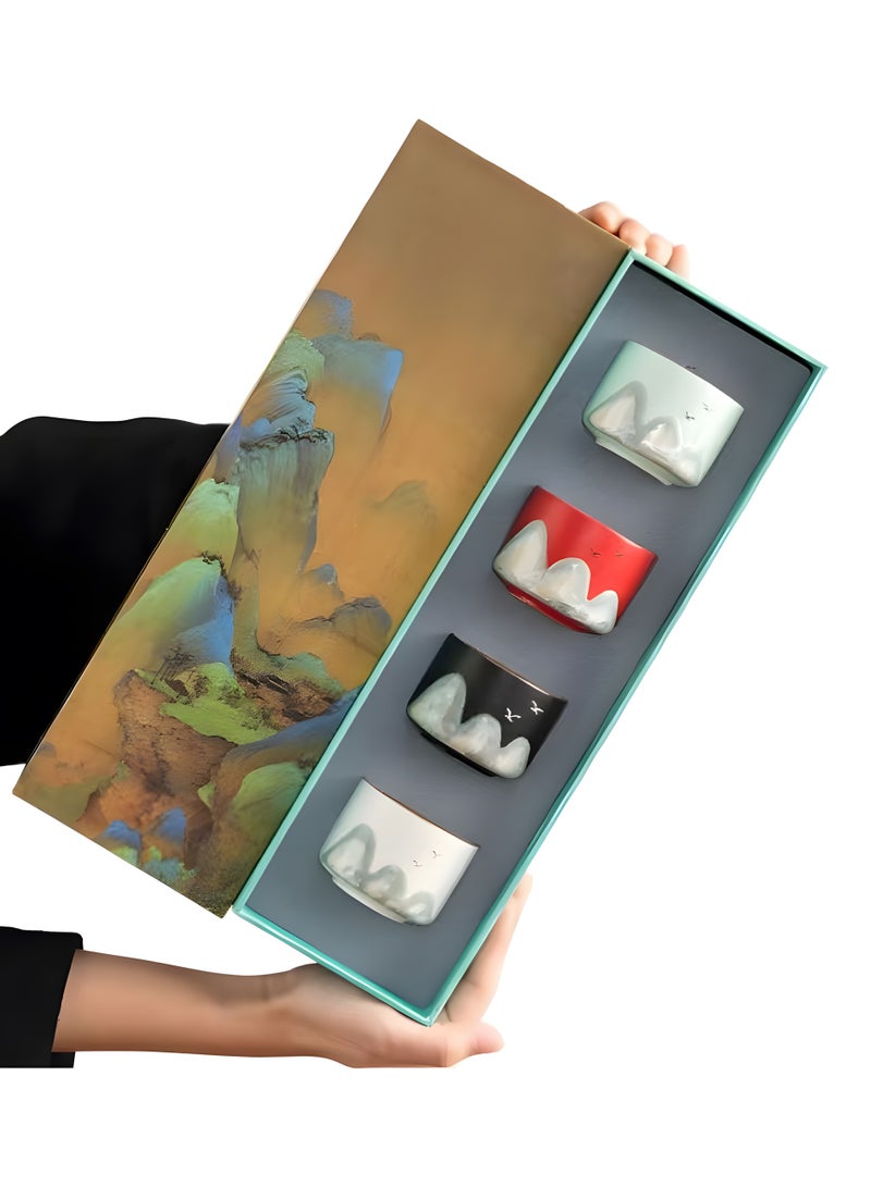 4 أكواب قهوة / شاي سيراميك V60 كوب عربي (عبوة لطيفة ، تستخدم كهدية ، 70 مل لكل منها) - Image 1