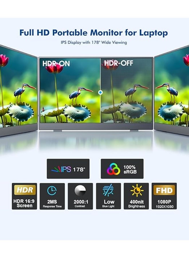 15.6" Portable Monitor Screen – FHD 1920x1080 Portable Display for Laptop and Gaming - Image 3