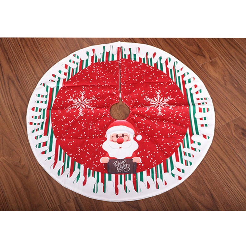 تنورة شجرة عيد الميلاد بتصميم مزدوج الطبقات مقاس 31.5 بوصة - نقشة فريدة لسانتا ورجل الثلج والغزال وندفة الثلج لديكور عيد الميلاد الداخلي والخارجي - Image 4