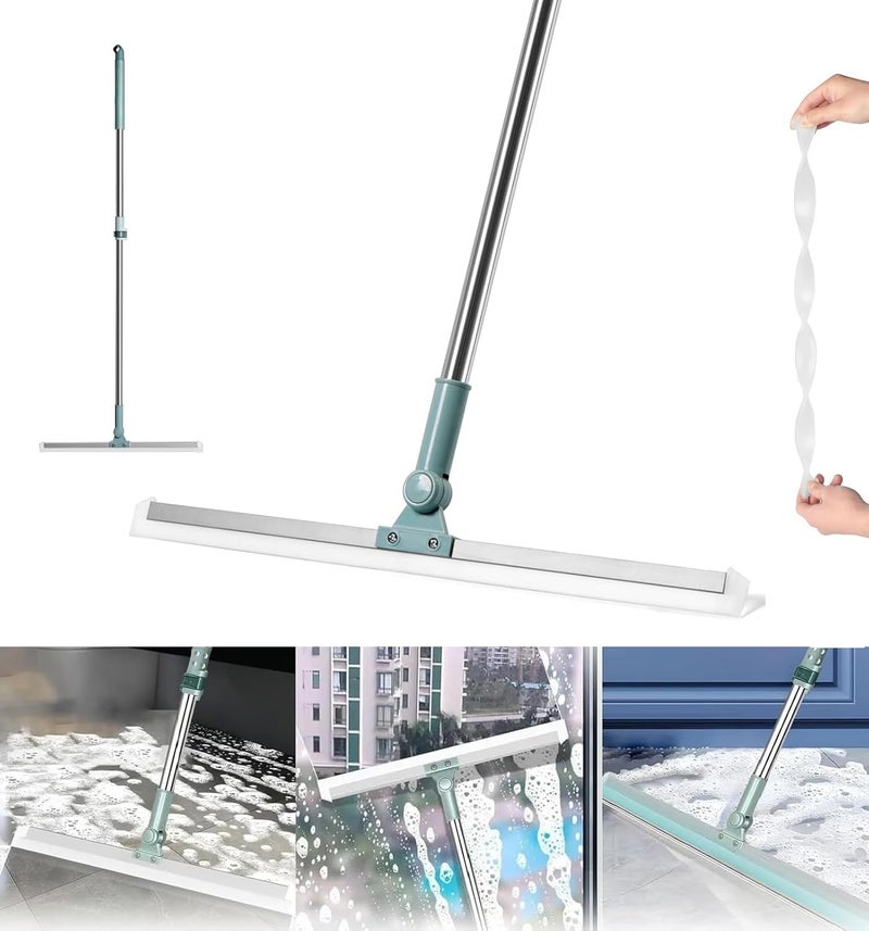 PAXCOOMultifunctional Silicone Magic Broom 3in1 Sweeper 180 Degree Rotatable Floor Wiper Floor Squeegee Broom with Long Handlefor Floor Bathroom Kitchen Shower Tile Pet Hair Pack of 1Multi - Image 1