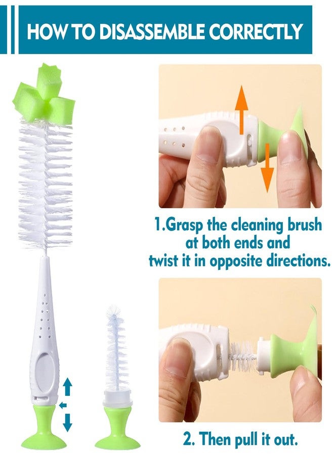 INVODA فرشاة زجاجات 3 قطع 2 في 1 فرشاة أكواب وفرشاة قش طويلة لمكانس زجاجات الفلوس والأكواب (3 قطع) - Image 4