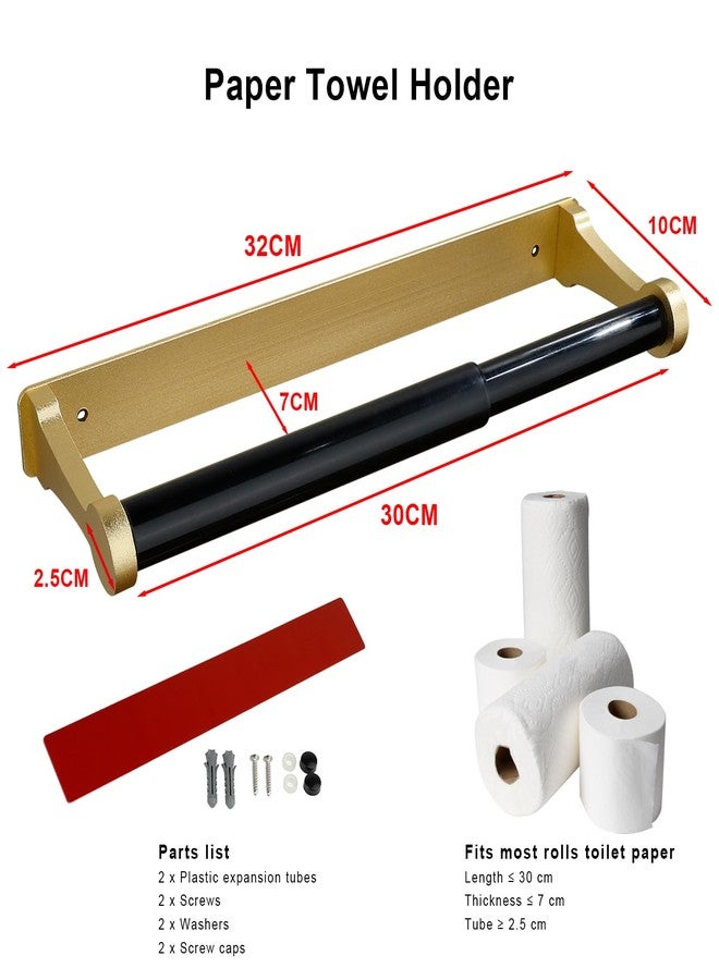 MONEER Paper Towel Holder Under Cabinet, Paper Towel Holder, Aluminum Alloy Kitchen Towel Holders, Self Adhesive Kitchen Roll Holder for Kitchen, Bathroom, Living Room (Glow Gold) - Image 2