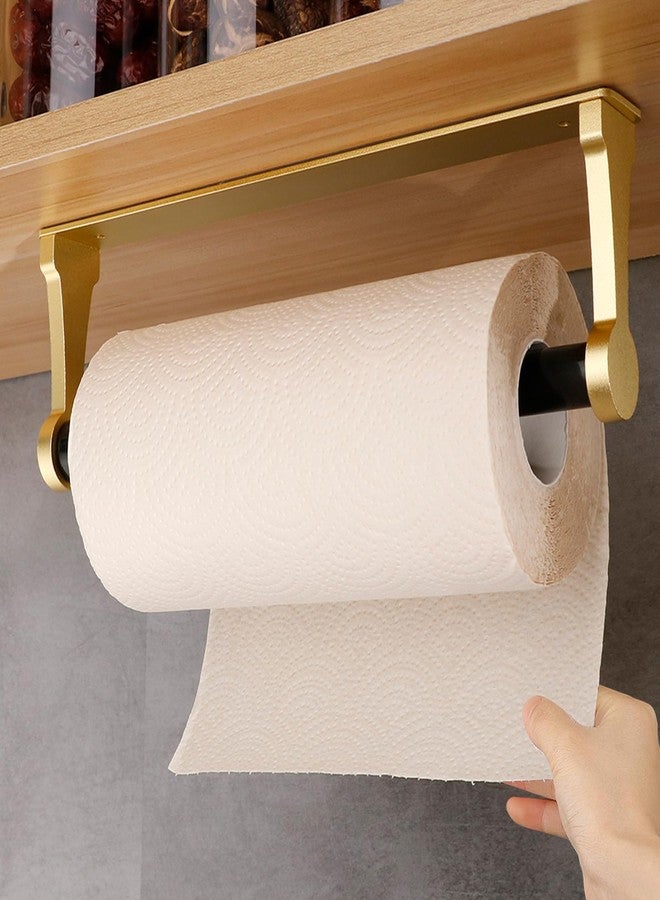 MONEER Paper Towel Holder Under Cabinet, Paper Towel Holder, Aluminum Alloy Kitchen Towel Holders, Self Adhesive Kitchen Roll Holder for Kitchen, Bathroom, Living Room (Glow Gold) - Image 1