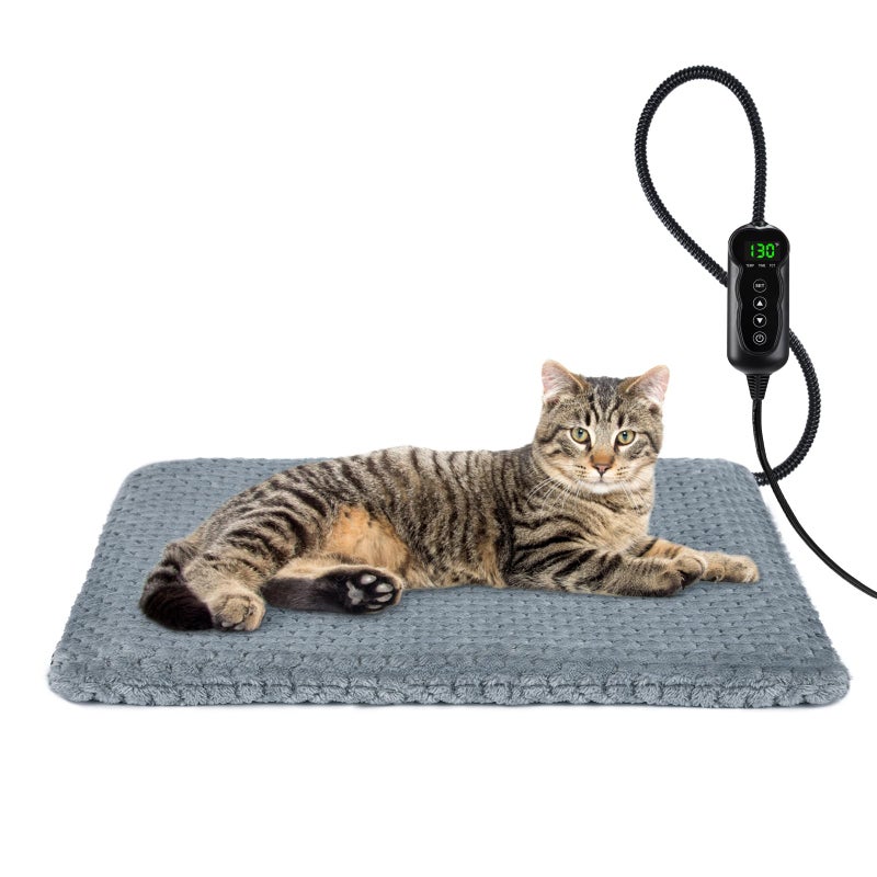 INVENHO Heated Cat Bed, Waterproof Adjustable Temperature Dog Cat Heating Pad with Timer, Indoor Pet Heating Pad for Cats Dogs Electric Pads for Dogs Cats, Pet Heated Pad (S: 18" x 16") - Image 1