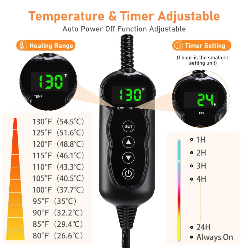 INVENHO Heated Cat Bed, Waterproof Adjustable Temperature Dog Cat Heating Pad with Timer, Indoor Pet Heating Pad for Cats Dogs Electric Pads for Dogs Cats, Pet Heated Pad (S: 18" x 16") - Image 4