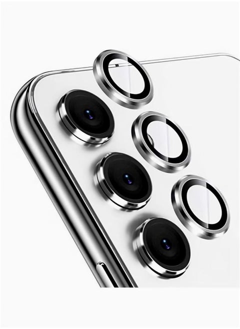 Samsung Galaxy A54 Camera Lens Protector Individual Tempered Glass Camera Screen Protector Metal Ring Lens Cover for Galaxy A54 Accessories 1 Set Silver