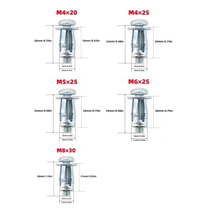20 Heavy Duty M4x25 Iron Locking Nuts Flower Screws Anchors Expansion Plugs Curtain Clips Rivet Nuts Automotive Screws For Hollow Walls And Fastener Kits Pack Of 20 - Image 5