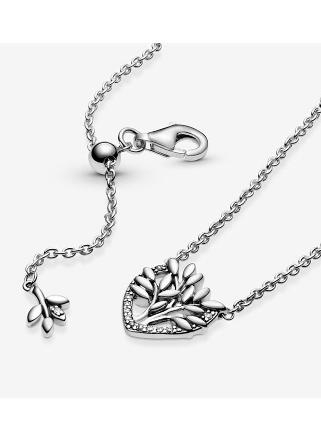 PANDORA - Heart-shaped family tree collarbone chain necklace for woman - Image 1