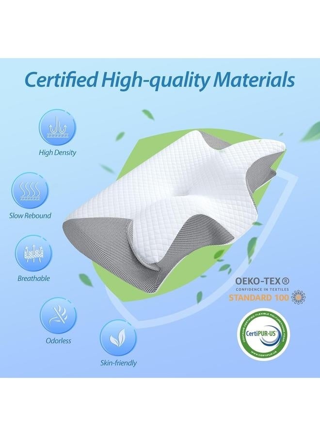 Memory Foam Cervical Pillow, 2 in 1 Ergonomic Contour Orthopedic Pillow for Neck Pain, Contoured Support Pillows for Side Back Stomach Sleepers - Image 5