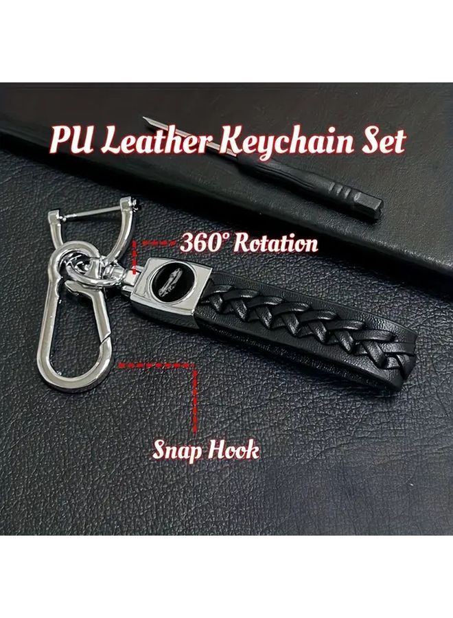 Black TPU Key Fob Cover with Leather Keychain Lanyard for 5 Button Remote Keyless Entry - Image 5