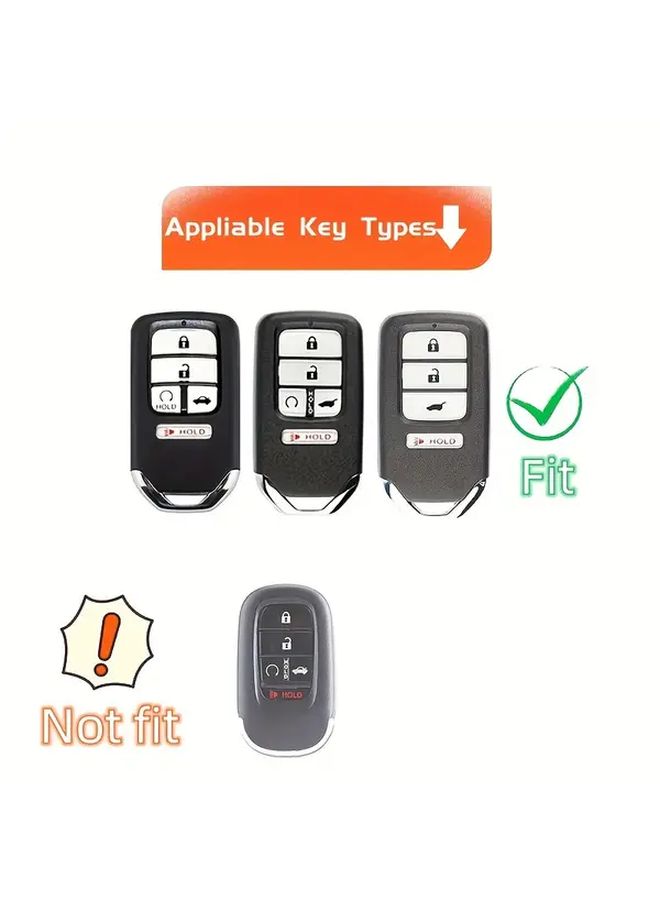 Black TPU Key Fob Cover with Leather Keychain Lanyard for 5 Button Remote Keyless Entry - Image 3