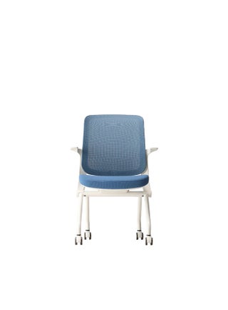 Flip Foldable Office Chair with White Frame and Blue Fabric | Ergonomic Mesh Back with Fixed Arms - pzsku/Z0741ACAD2A0AFCC70EB7Z/45/1745921048/91194dc0-3f4d-4bf0-8eaf-f73d4a99377e