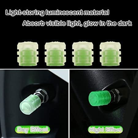 VINSU All-New Bike/Car Tyre Air Valve Caps – Universal Fluorescent Tire Valve Caps for Cars & Bikes with Neon Glow - Brighten Up Your Ride Instantly (Pack of 4, Green) - Image 3