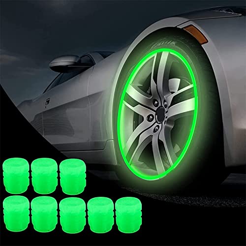 VINSU All-New Bike/Car Tyre Air Valve Caps – Universal Fluorescent Tire Valve Caps for Cars & Bikes with Neon Glow - Brighten Up Your Ride Instantly (Pack of 4, Green) - Image 1