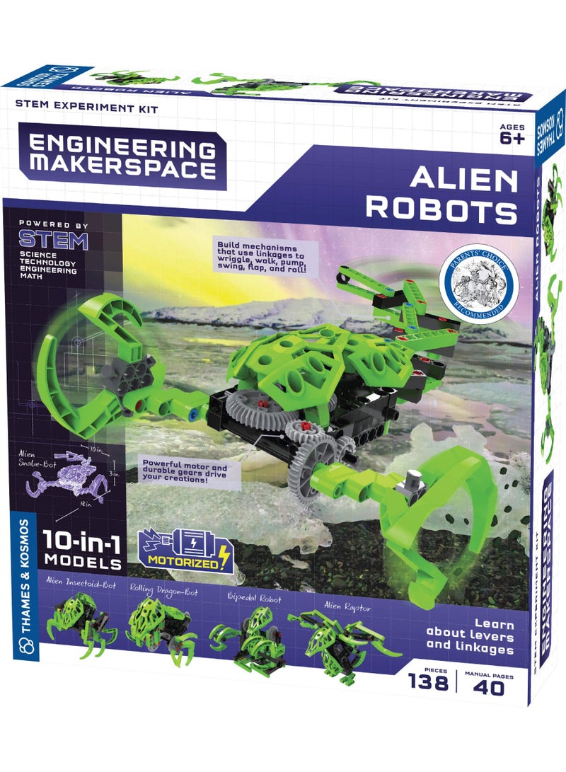 ثامز آند كوسموس Thames & Kosmos | 555062 | Alien Robots | Science Experiment | Construct 10 Machines | Multi Lingual Kit | Engineering Makerspace | 10 in 1 Model | Stem | Ages 8+ - Image 1