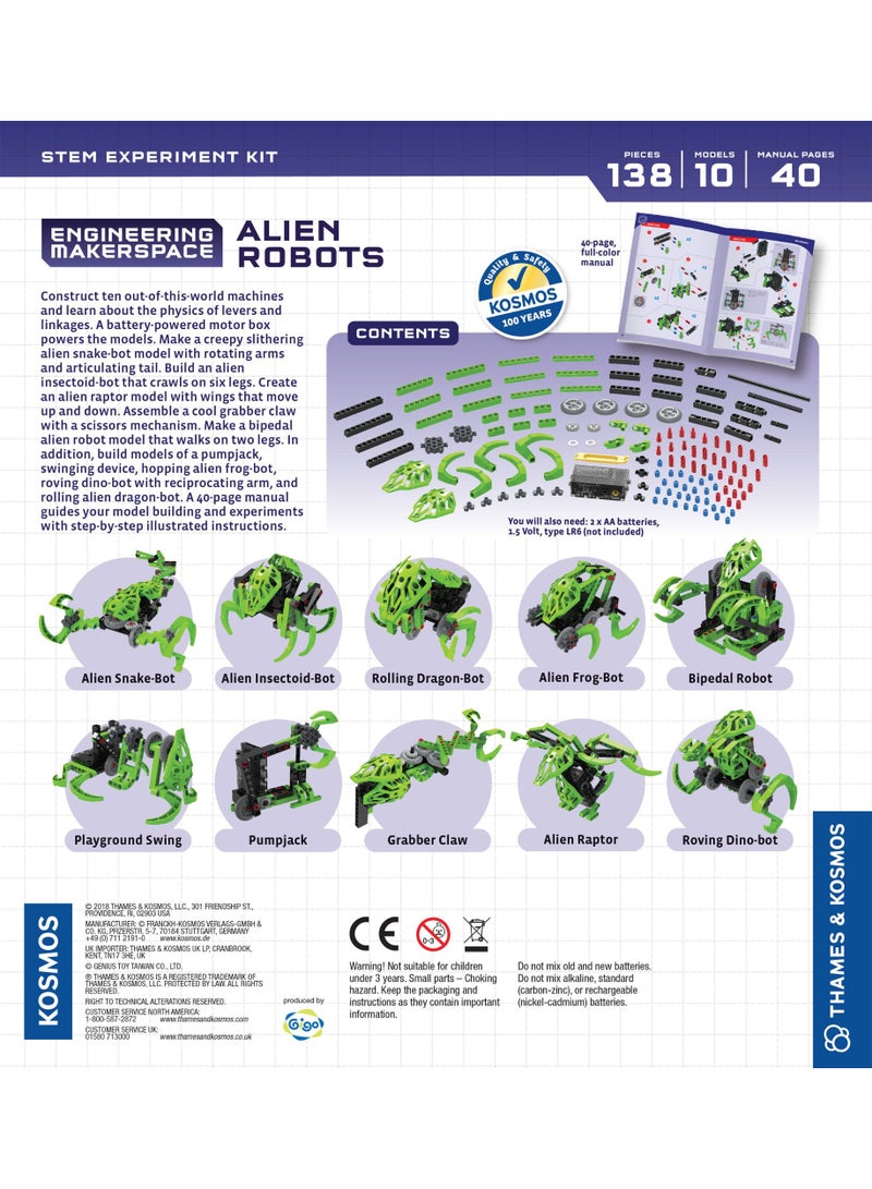 ثامز آند كوسموس Thames & Kosmos | 555062 | Alien Robots | Science Experiment | Construct 10 Machines | Multi Lingual Kit | Engineering Makerspace | 10 in 1 Model | Stem | Ages 8+ - Image 2