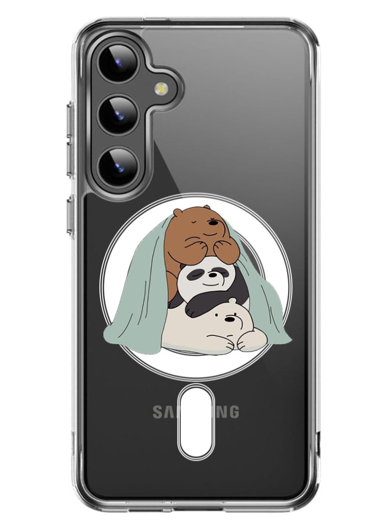 Theodor Magnetic Case for Samsung Galaxy S24 6.2-inch Compatible with MagSafe Wireless Charging, Shockproof Phone Bumper Cover 3 Panda sitting - Image 1