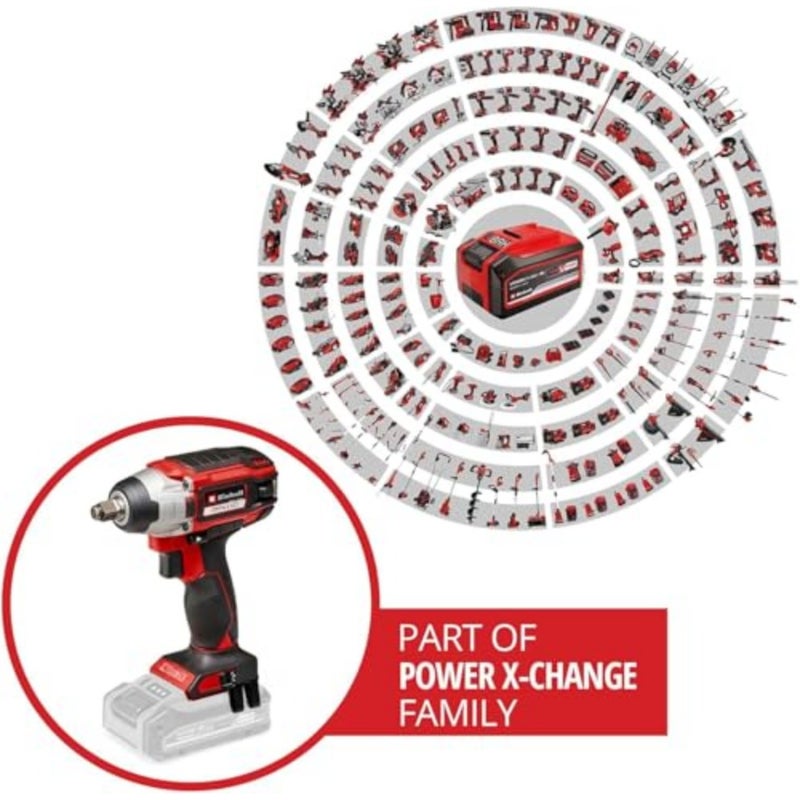 IMPAXXO 18/230 Power X-Change 18V مفتاح ربط تأثير لاسلكي 230Nm، محرك بدون فرش، LED، سائق مثقاب منفرد للتحكم في السرعة مع محول بت 1/2 بوصة - البطارية والشاحن غير متضمنين - Image 2