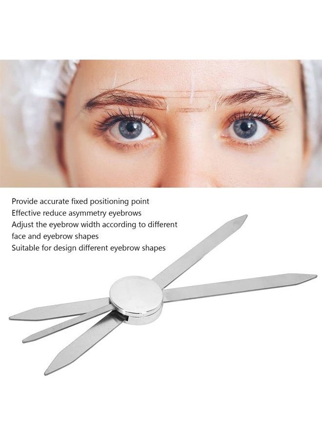 Eyebrow Stencil Ruler, 3 Point Positioning Eyebrow Makeup Ruler, Stainless Steel Compass Design Brow Measuring Tool for Microblading Silver