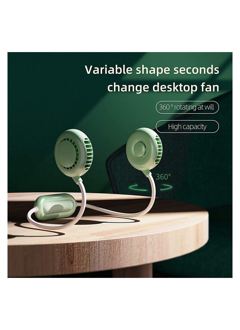 USB Neck Fan Hand Free Personal Lazy Neckband Fan, Wearable Rechargeable Necklace Mini Portable Sport Fan, Cooler Fan with 2000mAh Recharger, Adjustable 3 Speeds for Traveling Outdoor - Image 3