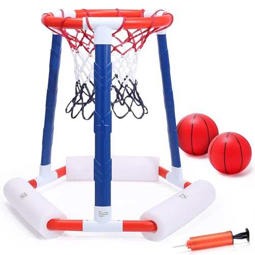 EagleStone Pool Basketball Hoop Floating Inflatbale Pool Basketball Games Toys with 2 Pool Balls and PumpSwimming Pool Outdoor Play Toddler Basketball Hoop Indoor for Kids Adults Age 812 - Image 1