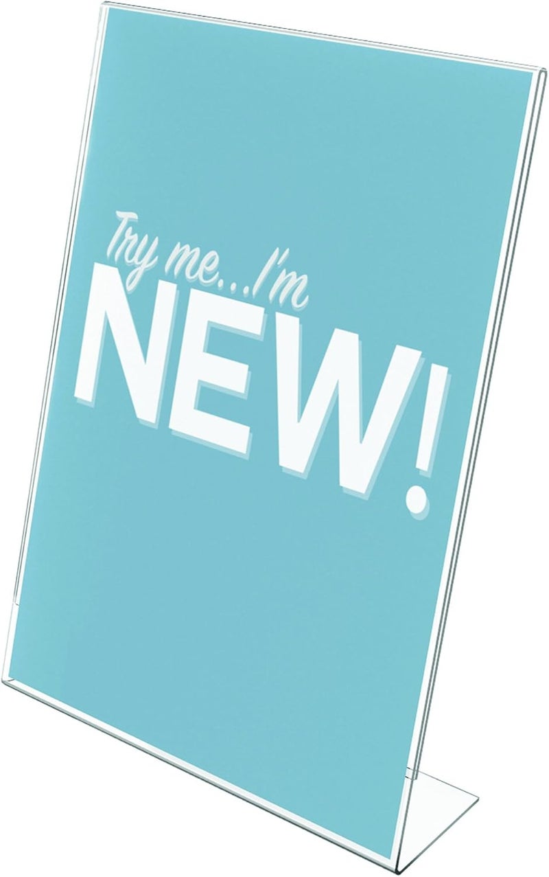 deflecto Classic Image Slanted Sign Holder Portrait 85 x 11 Insert Clear - Image 1