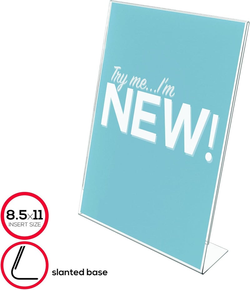 deflecto Classic Image Slanted Sign Holder Portrait 85 x 11 Insert Clear - Image 4