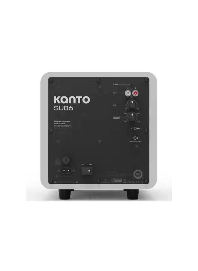 Kanto Audio SUB6 200W 6" Sealed Powered Subwoofer, Matte White - Image 4