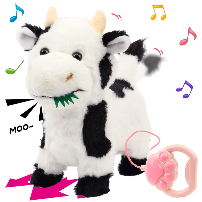 Hopearl Walking Cow Interactive Electronic Pet Singing Toy Remote Control Leash Animated Musical Nodding Moo Wagging Tail Touch Recognition Gifts for Toddlers Birthday 9 - Image 3