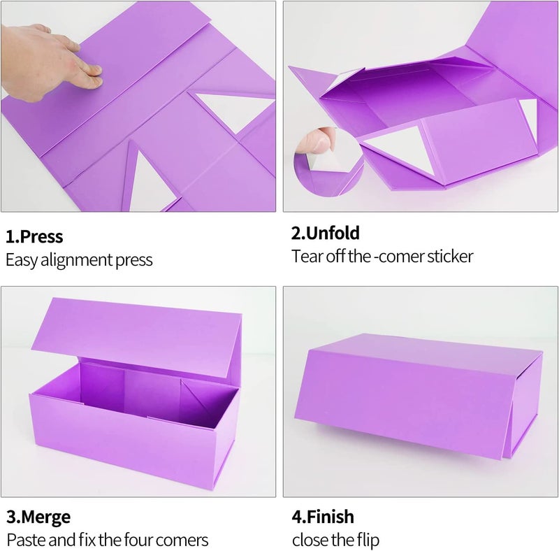 ROSTELACK Purple Gift Box 10" x 6" x 3" with Magnetic Closure Lid Gifts Boxe for Presents,Bridesmaid Gift Boxes,Cute Box,Birthday Gift Boxs,Luxury for Gifts Packaging, Magnetic Gift Box for Wrapping Gifts (Purple) - Image 4