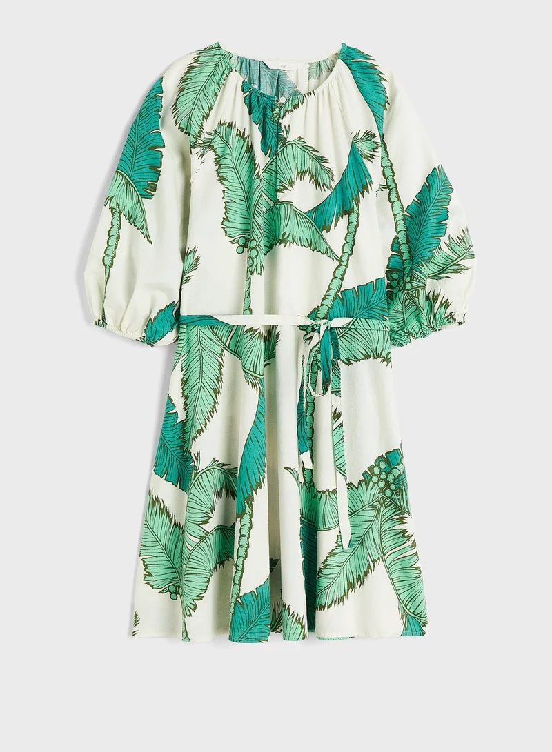 H&M Puff Sleeve Belted Dress
