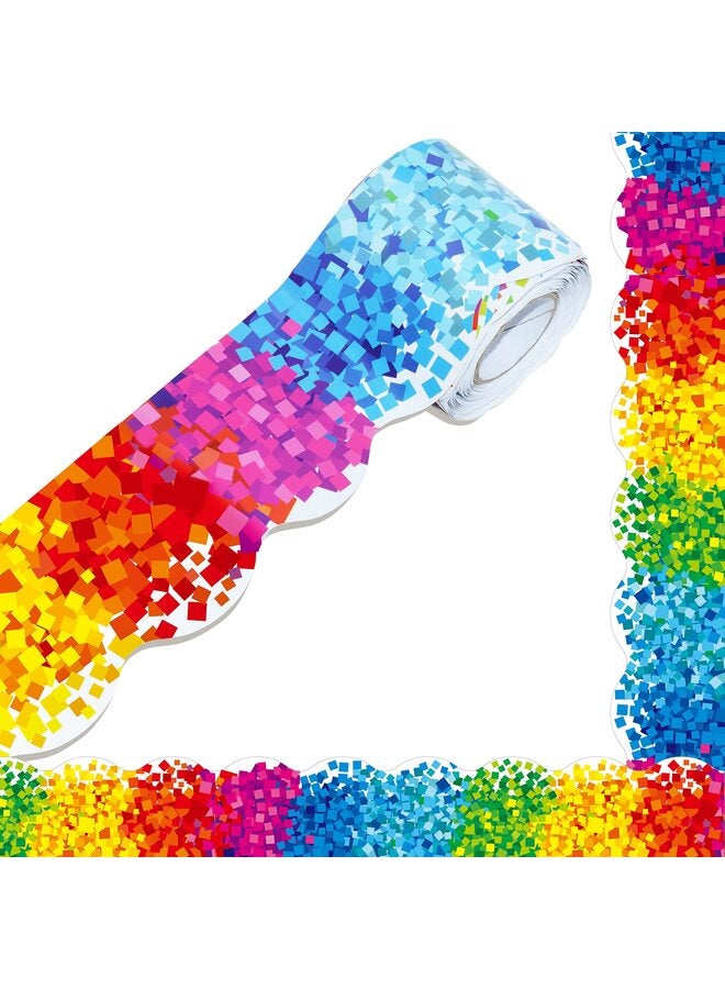 60 Feet Bulletin Board Borders, Confetti Scalloped Rolled Border Trim for School Classroom Offices - Image 1