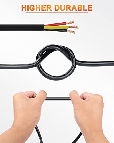 NAOEVO 16 Gauge Wire 3 Conductor Electrical Wire, 16 AWG Stranded PVC Cord, 12V Low Voltage/Tinned Copper/Flexible Cable for Automotive Wiring, Lamp Cord, Marine Cable (50FT) - Image 4