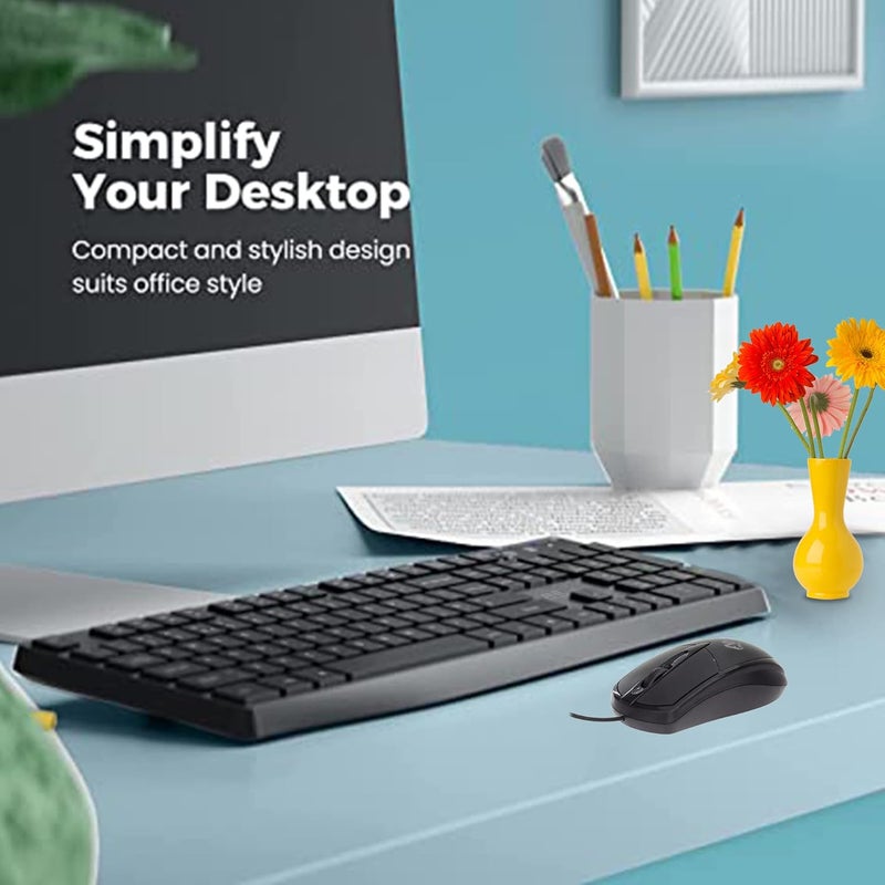 Ant Value Store FKBRI02 Wired Keyboard and Mouse Combo,Full-Size Keyboard and Mouse Combo with Optical 3 Button Mouse, USB Plug-and-Play, Compatible with Desktop, Laptop, Notebook - Black - Image 3