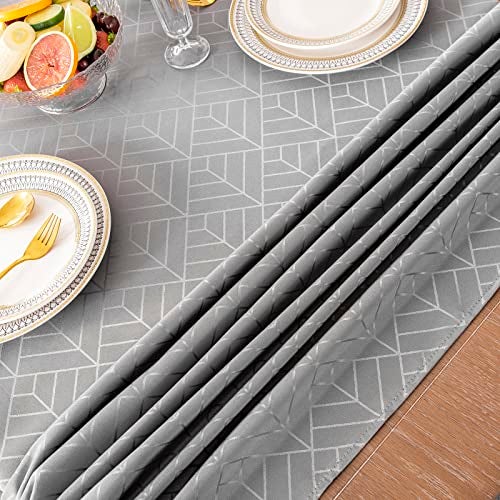 EFFICINATURE Rectangle Tablecloth Jacquard Fabric Table Cloth Geometry Silky Soft Waterproof Washable Oblong Table Cover for Indoor & Outdoor Decoration (60x102 Inch,Light Charcoal) - Image 5
