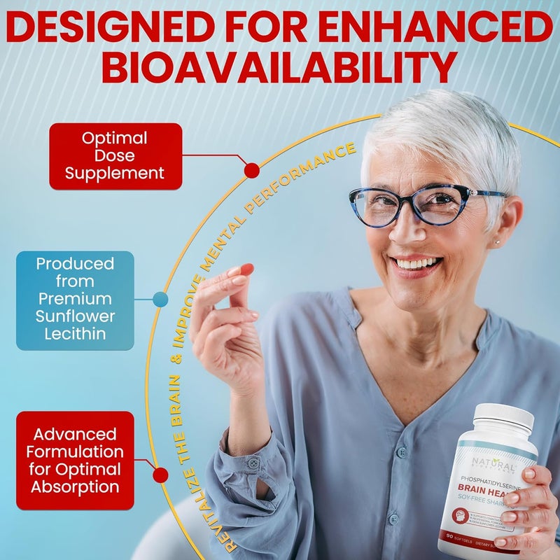 Natural BioScience Soy Free Phosphatidylserine 100mg Softgel  PS Supplement Boosts Memory Focus Problem Solving Cortisol Control Natural Sunflower Lecithin Patented Sharp PSGreen NonGMO 60 Softgels - Image 4
