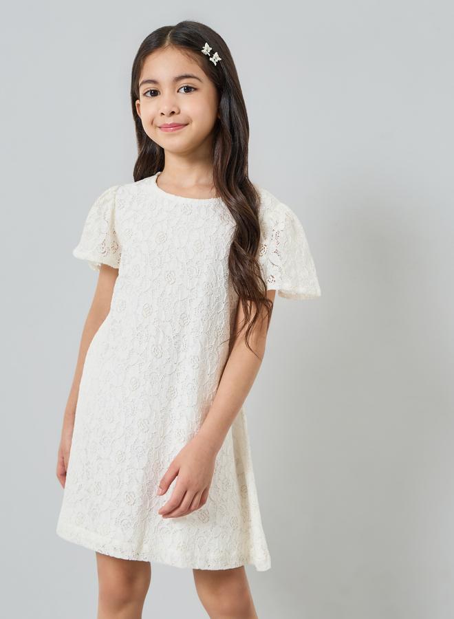 Styli Girls Lace Insert A-Line Dress - Image 2