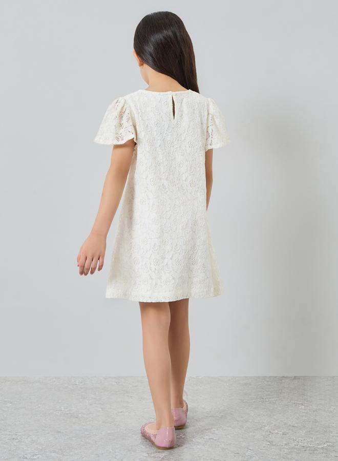 Styli Girls Lace Insert A-Line Dress - Image 4
