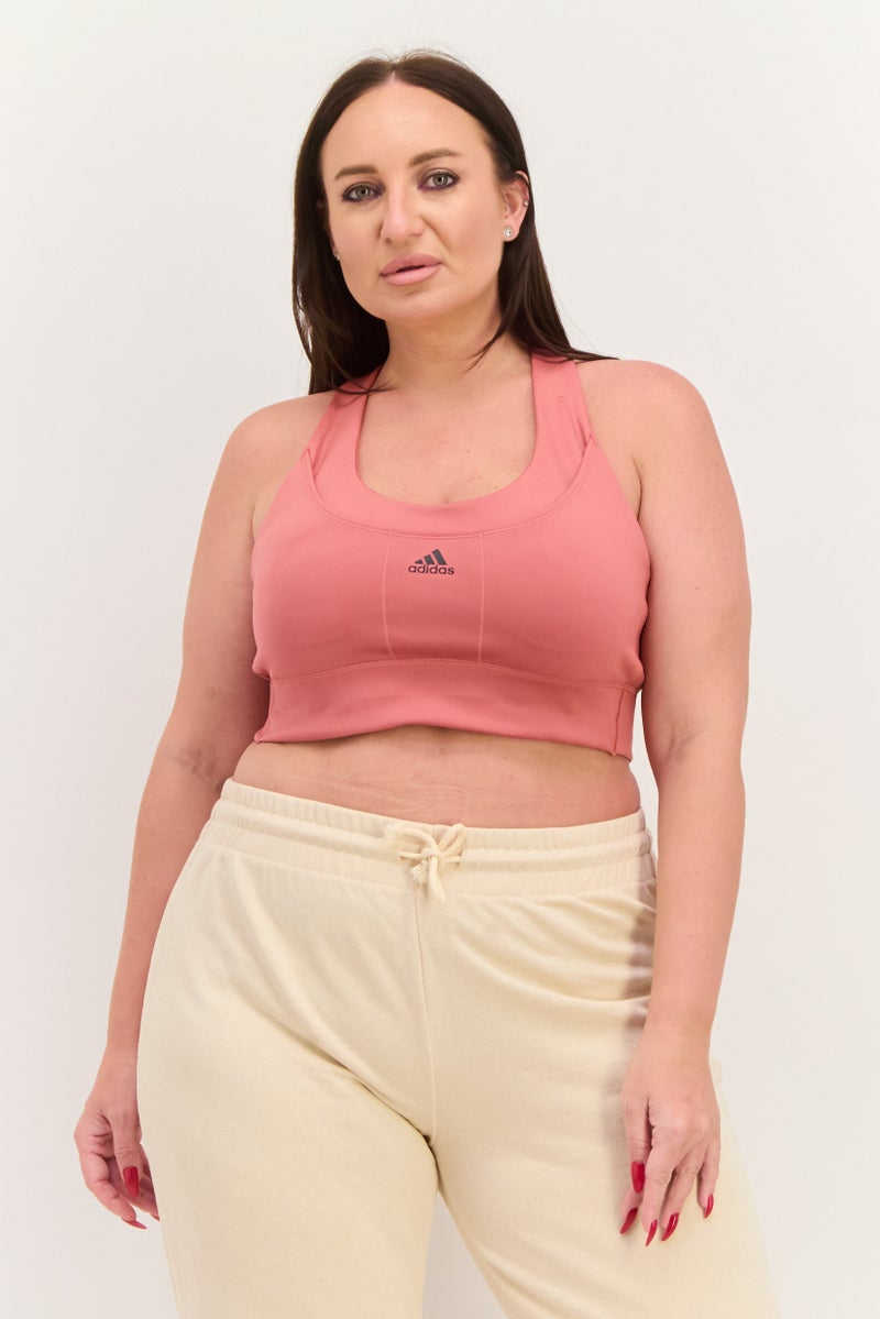 Adidas حمالة صدر رياضية خفيفة مبطنة بشعار العلامة التجارية للنساء، موف - Image 1