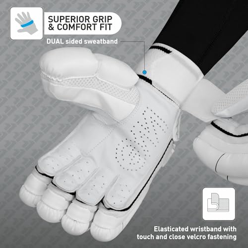 Gunn & Moore GM Leather 303 Cricket Batting Gloves, Size - Mens, Right Hand,White - Image 4