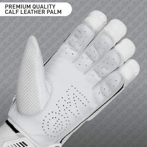 Gunn & Moore GM Leather 303 Cricket Batting Gloves, Size - Mens, Right Hand,White - Image 5