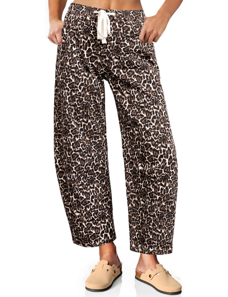 Vetinee Cheetah Print Jeans Women Leopard Jeans for Women Highwaisted Leopard Barrel Pants Women's Pants Bleached Sand Leopard Medium - Image 1