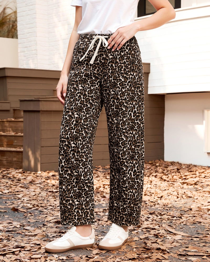 Vetinee Cheetah Print Jeans Women Leopard Jeans for Women Highwaisted Leopard Barrel Pants Women's Pants Bleached Sand Leopard Medium - Image 3