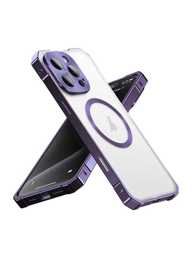 اس-توب جراب لهاتف iPhone 16 Pro Max بإطار معدني غير منتظم ومدعم بماج سيف شفاف - Image 1