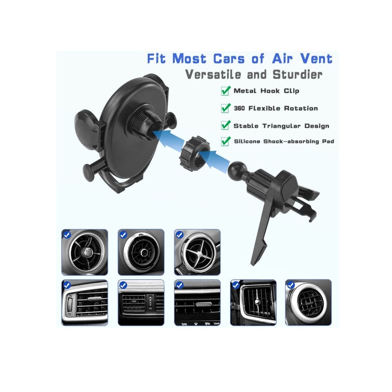 Zikra Universal Car Phone Holder, Air Vent Car Mount Cell Phone Holder Car Phone Stand with Windshield Fit Thick Case & Heavy Phone Friendly Fit for All mobile phone Iphone Samsung - Image 2