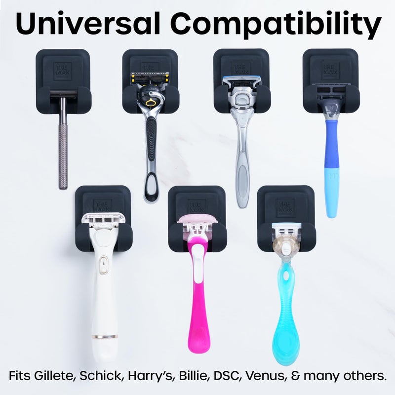 Vanibiss The Man Silicone Razor Holder for Men - Fit Any Razor Secure & Safe - Bathroom Organization Hooks for Shower Wall - Compatible with Gillette, Harry's, Schick & Other Brands (2 Pack) - Image 3