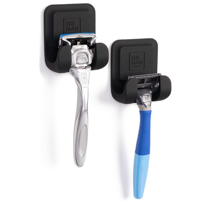 Vanibiss The Man Silicone Razor Holder for Men - Fit Any Razor Secure & Safe - Bathroom Organization Hooks for Shower Wall - Compatible with Gillette, Harry's, Schick & Other Brands (2 Pack) - Image 1