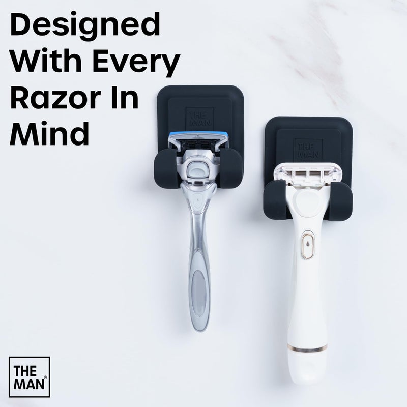 Vanibiss The Man Silicone Razor Holder for Men - Fit Any Razor Secure & Safe - Bathroom Organization Hooks for Shower Wall - Compatible with Gillette, Harry's, Schick & Other Brands (2 Pack) - Image 5